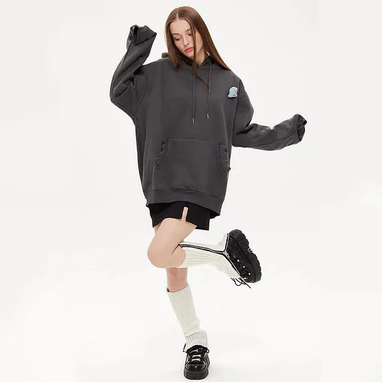 Jurassic Chic: Loose Fit Dinosaur Pattern Hooded Sweatshirt - Your Stylish Adventure Awaits! 🦕✨