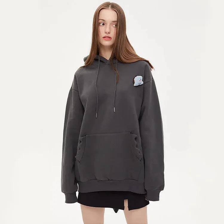 Jurassic Chic: Loose Fit Dinosaur Pattern Hooded Sweatshirt - Your Stylish Adventure Awaits! 🦕✨