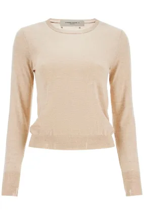 light beige merino wool women's crew neck sweater GWP00952 P000665 TAN
