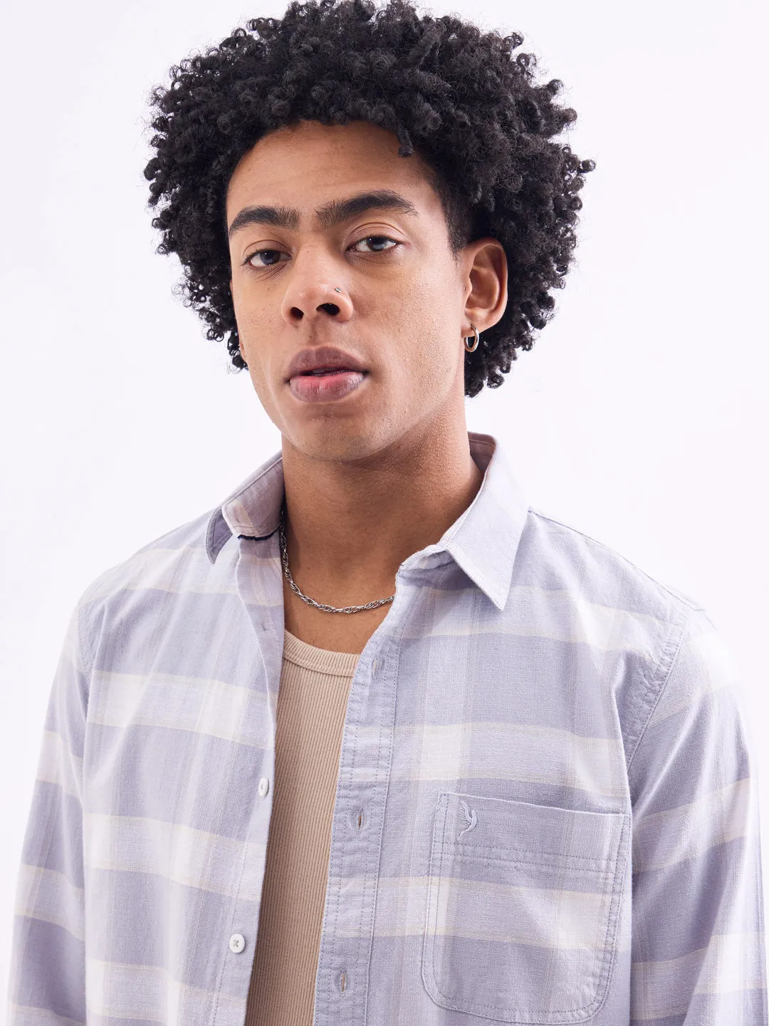 Lilac Checks Slim Fit Shirt