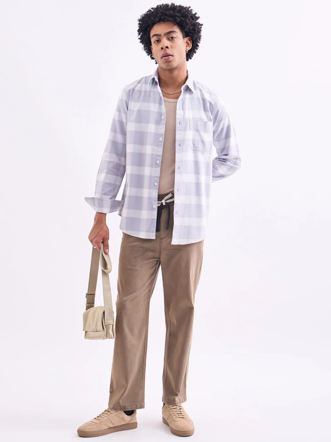 Lilac Checks Slim Fit Shirt