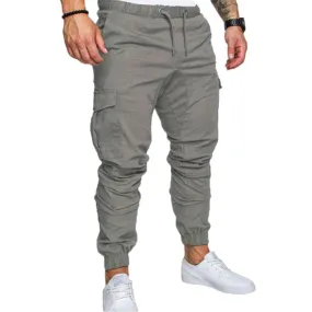 New Casual Joggers Pants Cargo Solid Color Men Cotton Elastic Long Trousers pantalon homme Military Army