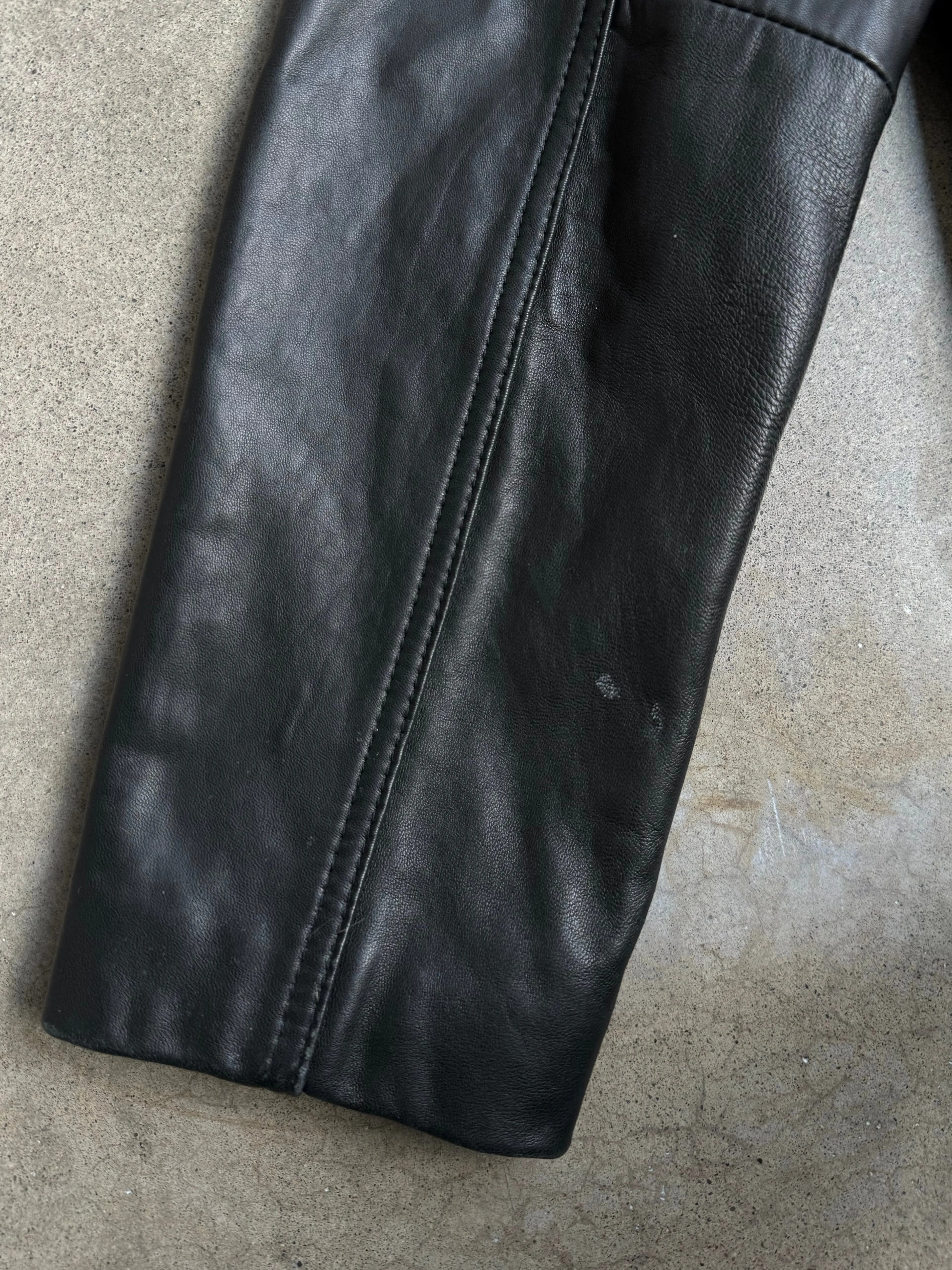 Nine West Black Leather Zip-Up Jacket (XL)