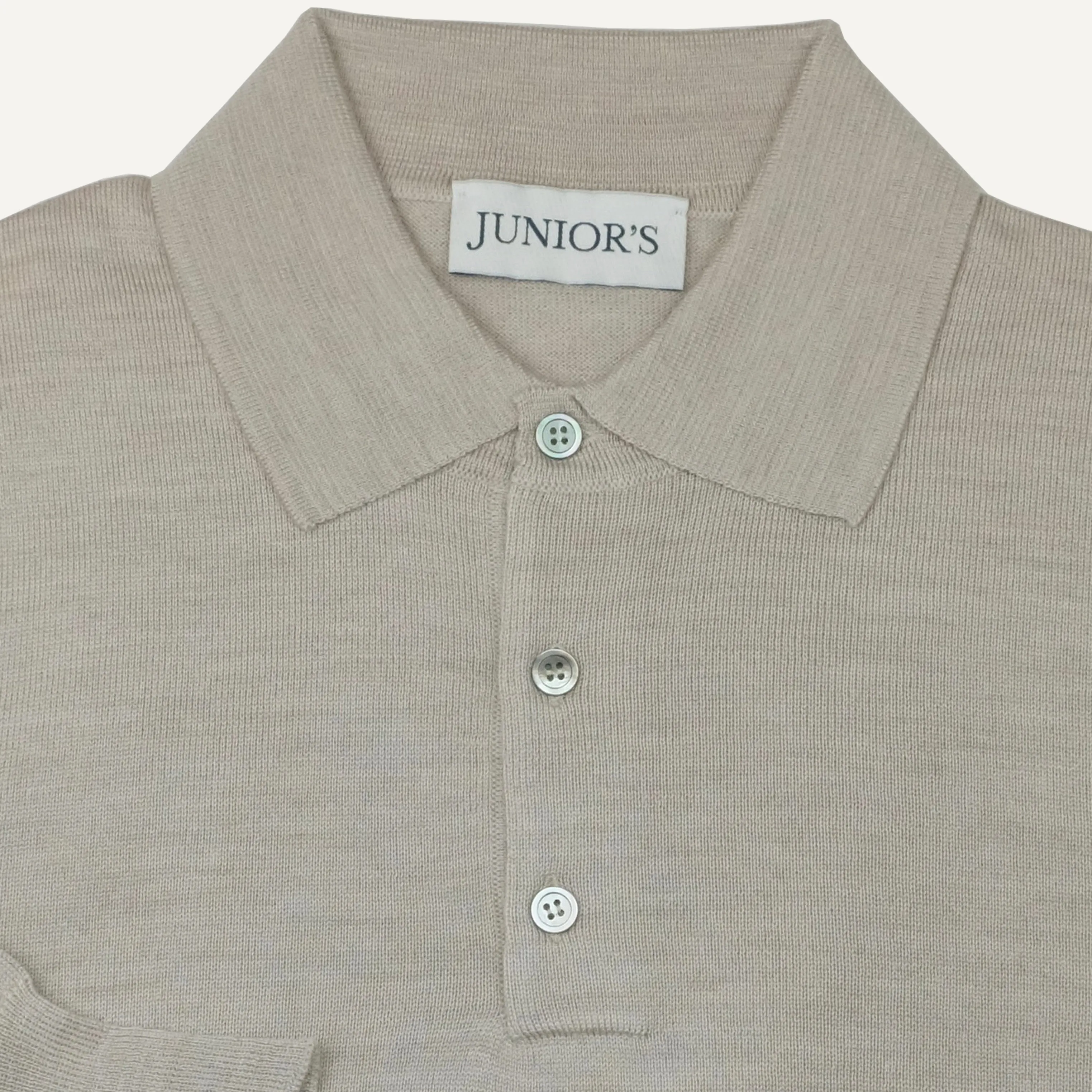 Oatmeal Merino Long Sleeve Polo