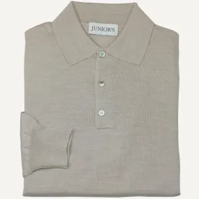 Oatmeal Merino Long Sleeve Polo