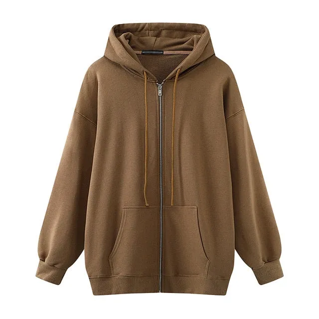 Oversize Girls Thick Hoodies 2021 Spring Fashion Ladies Streetwear Fleece Outfits Casual Boyfriend Hoodies Unisex Women Chic
