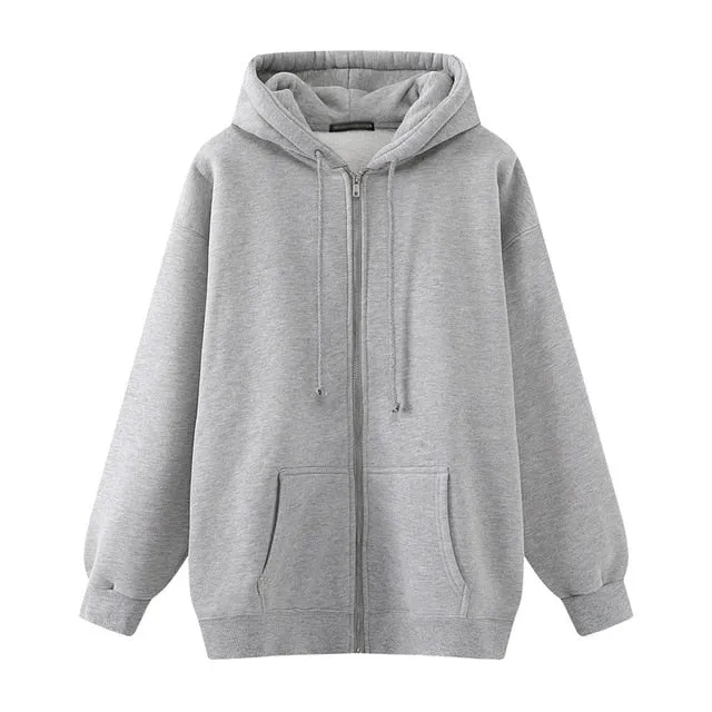 Oversize Girls Thick Hoodies 2021 Spring Fashion Ladies Streetwear Fleece Outfits Casual Boyfriend Hoodies Unisex Women Chic