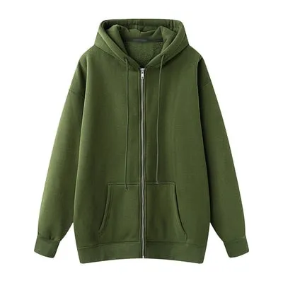 Oversize Girls Thick Hoodies 2021 Spring Fashion Ladies Streetwear Fleece Outfits Casual Boyfriend Hoodies Unisex Women Chic