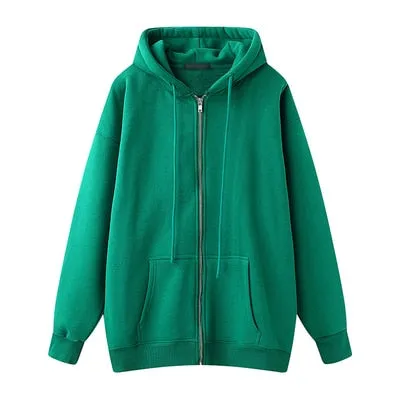 Oversize Girls Thick Hoodies 2021 Spring Fashion Ladies Streetwear Fleece Outfits Casual Boyfriend Hoodies Unisex Women Chic