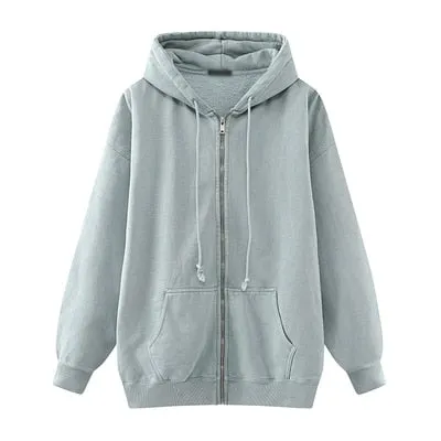 Oversize Girls Thick Hoodies 2021 Spring Fashion Ladies Streetwear Fleece Outfits Casual Boyfriend Hoodies Unisex Women Chic