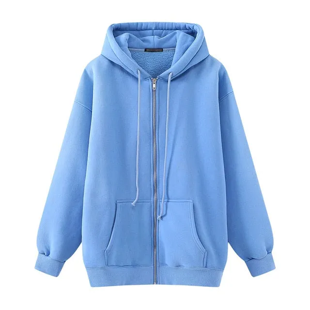 Oversize Girls Thick Hoodies 2021 Spring Fashion Ladies Streetwear Fleece Outfits Casual Boyfriend Hoodies Unisex Women Chic