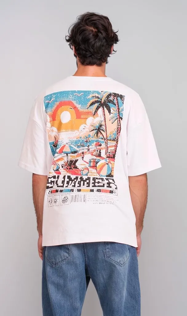R207062 -Summer Vibes Graphic T-Shirt - White