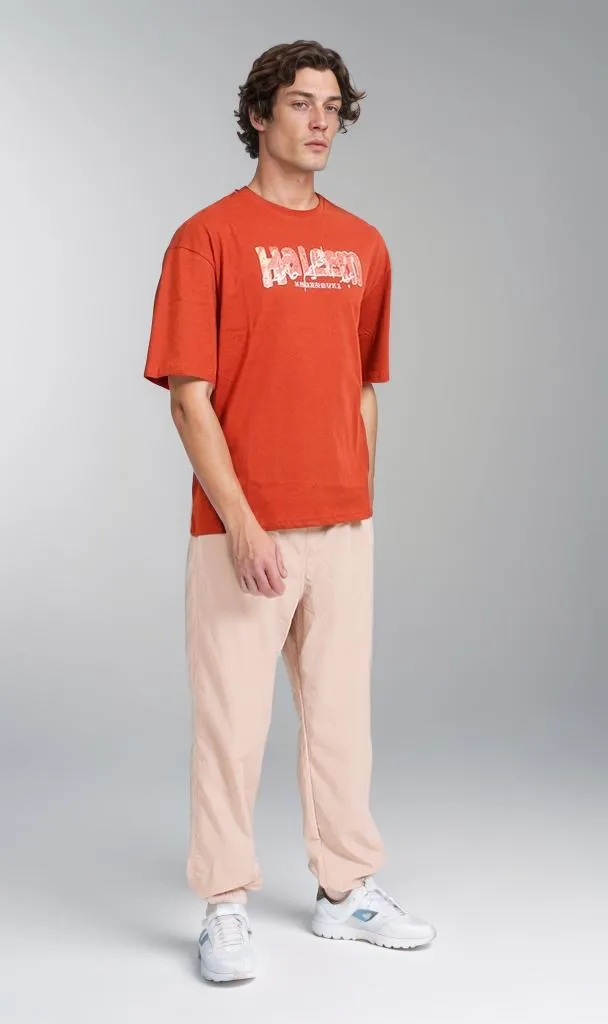 R207067 - Graphic Printed Oversized T-Shirt - Rust Red