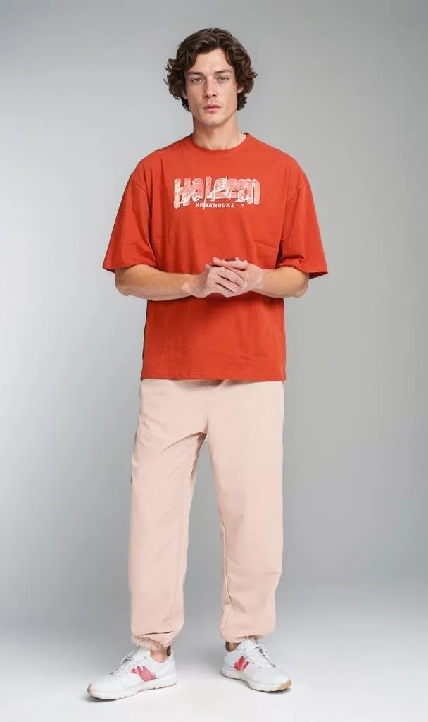 R207067 - Graphic Printed Oversized T-Shirt - Rust Red