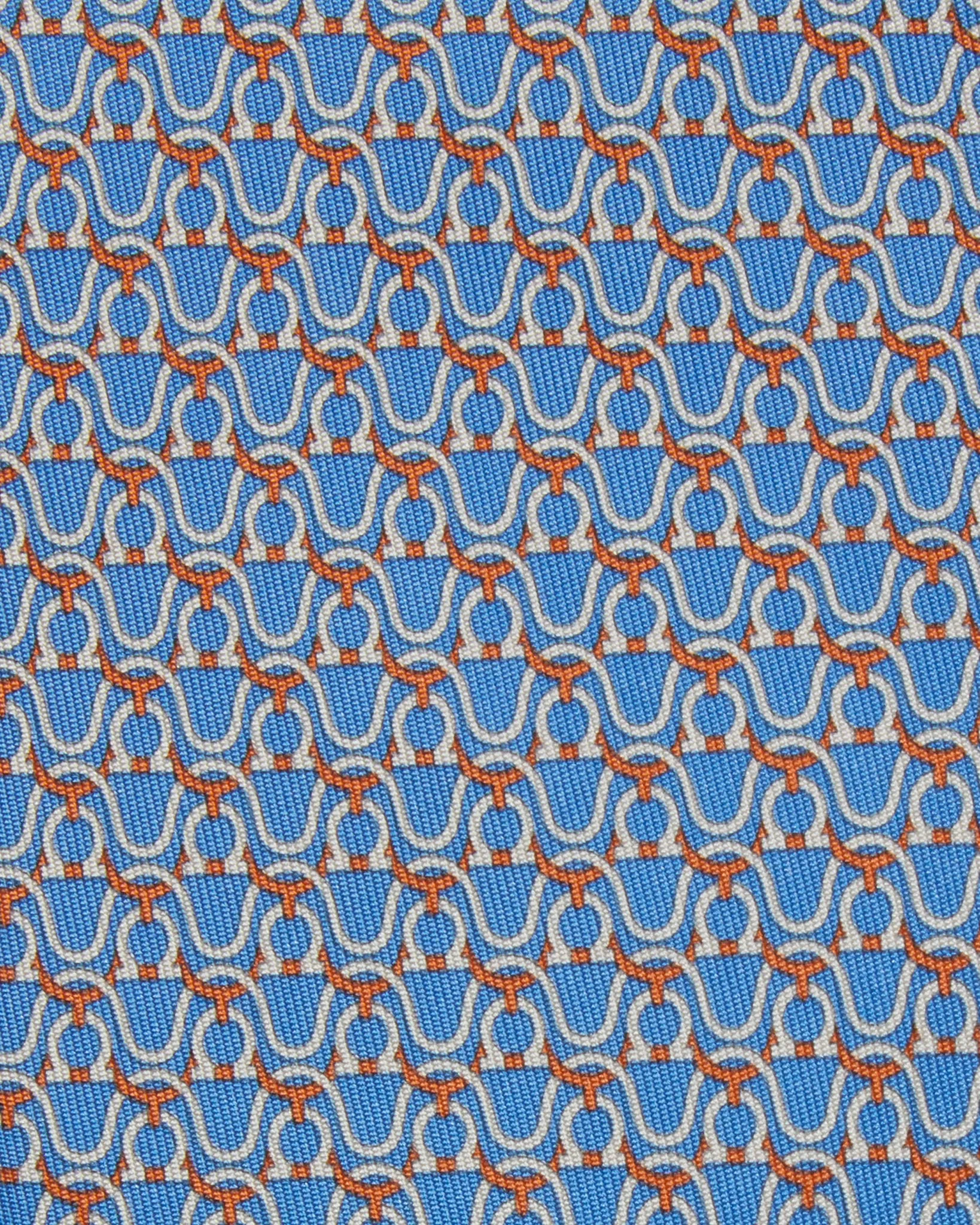 Silk Print Tie in Light Blue/Orange/White Stirrups