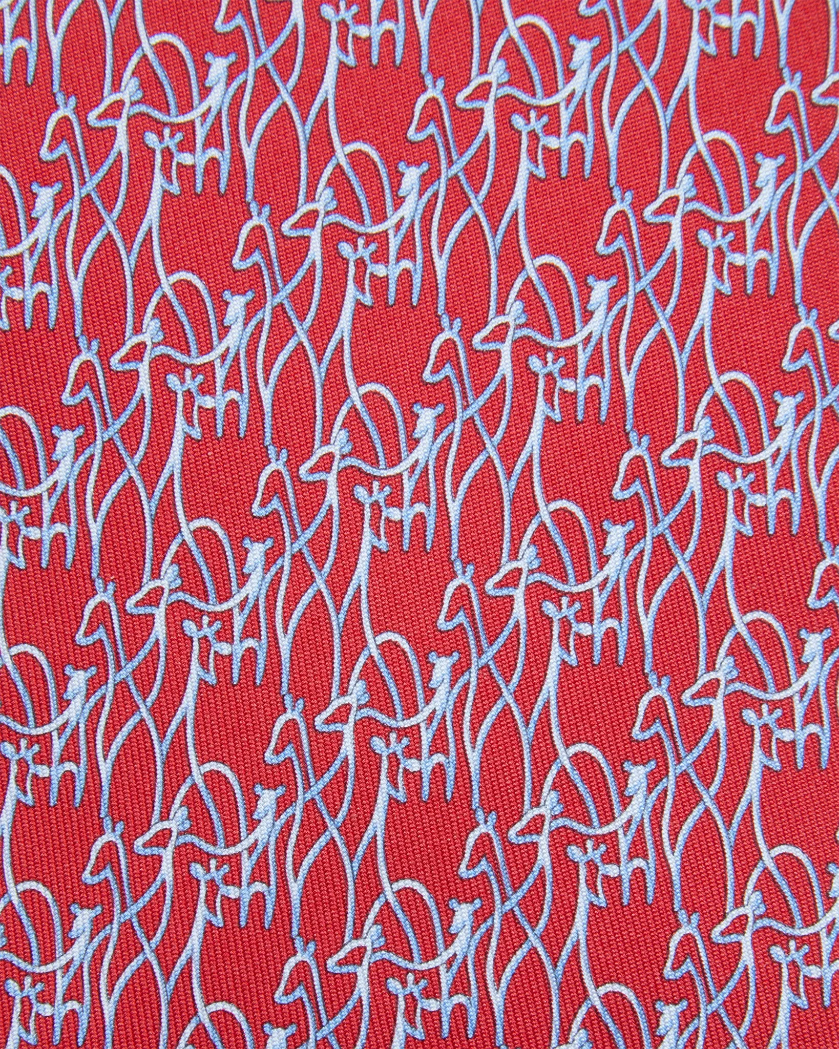 Silk Print Tie in Red/Light Blue Giraffes