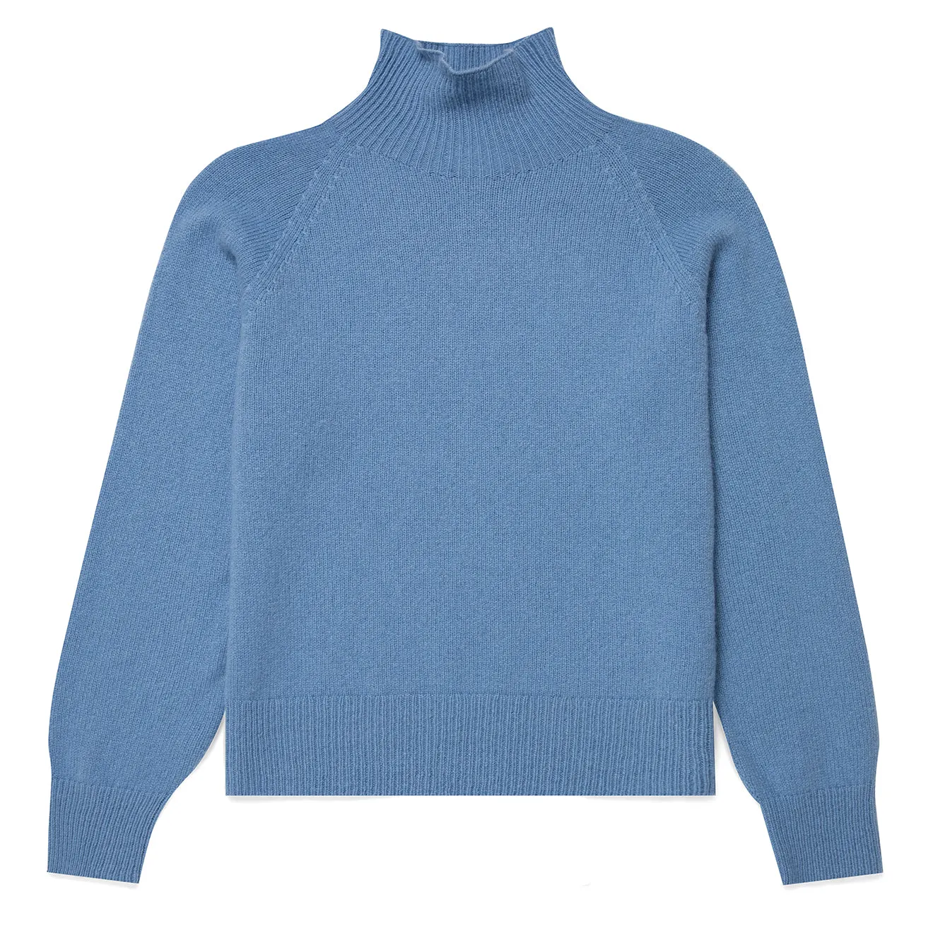 Sunspel Womens Funnel Neck Jumper Cornflower