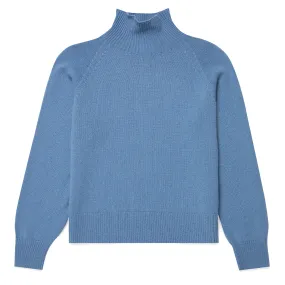 Sunspel Womens Funnel Neck Jumper Cornflower