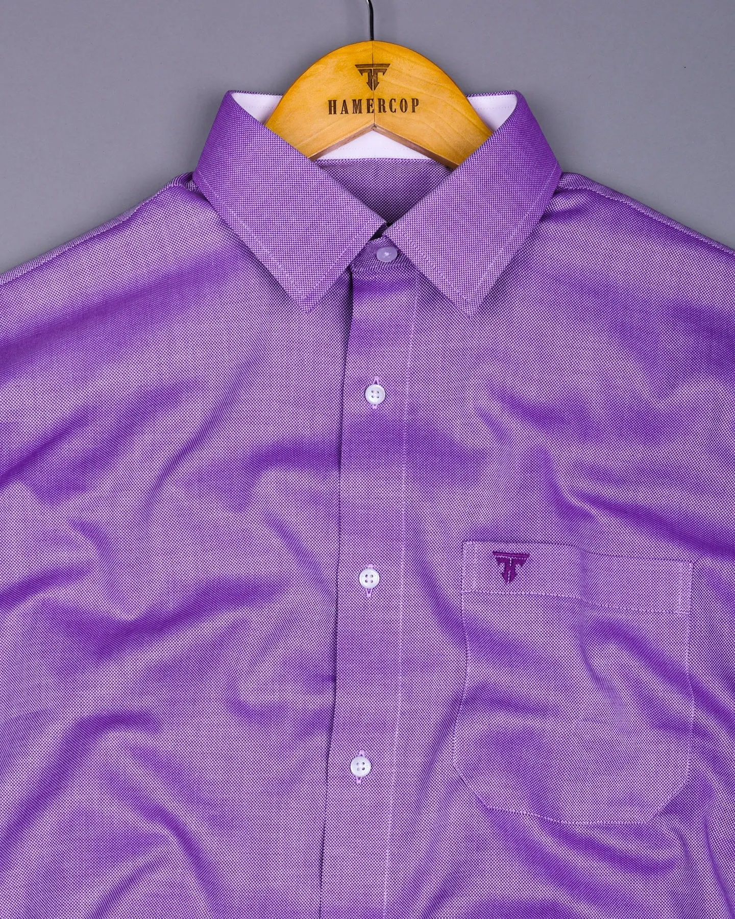 Ultra Violet Purple With White Dobby Texture Designer Shirt
