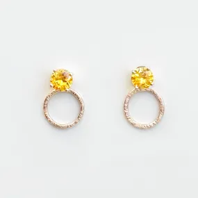Versatile 1/2 Carat Yellow Sapphire Stud Earrings Designed with Dainty 14k Gold Earring Jackets