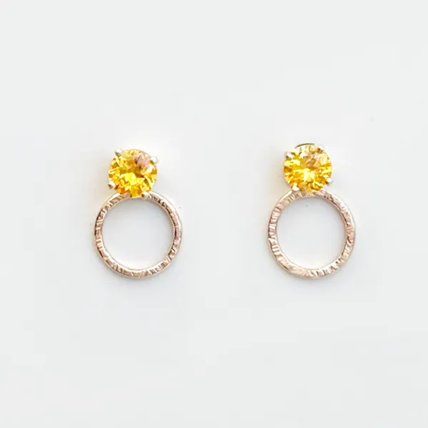 Versatile 1/2 Carat Yellow Sapphire Stud Earrings Designed with Dainty 14k Gold Earring Jackets