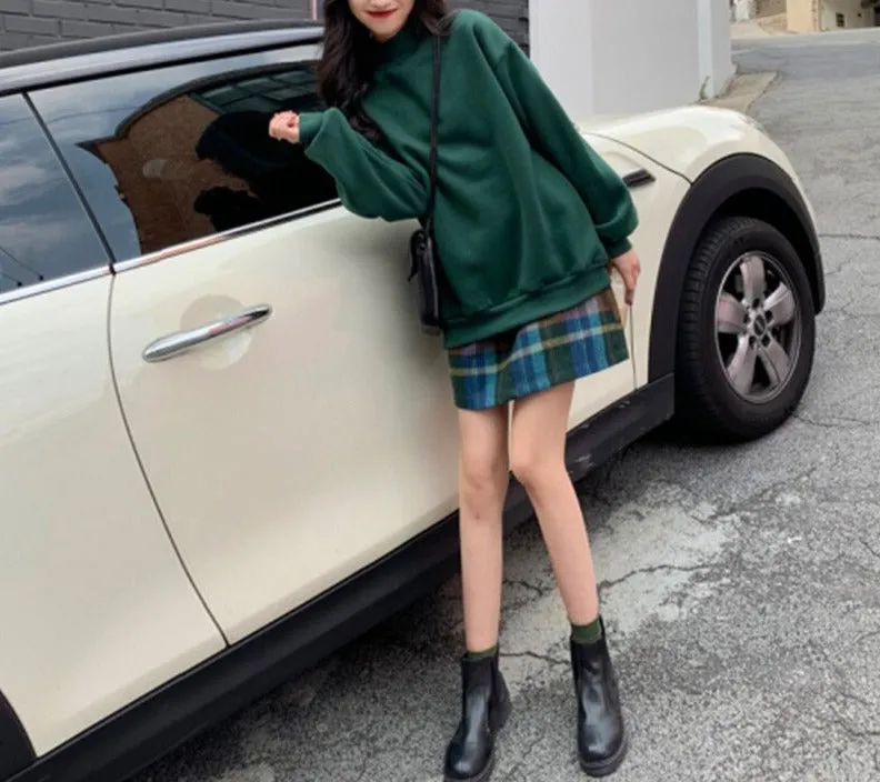 Wjczt Hoodies Women Winter Solid Color New Fleece Korean Harajuku Sweatshirt Long Sleeve Basic Womens Pullover 9 Colors