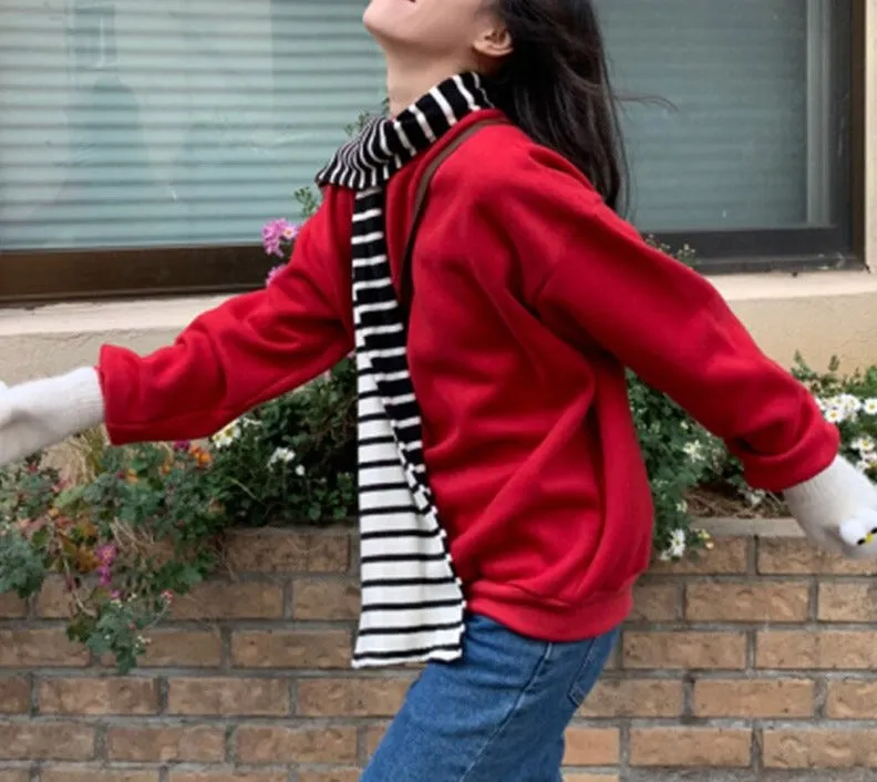 Wjczt Hoodies Women Winter Solid Color New Fleece Korean Harajuku Sweatshirt Long Sleeve Basic Womens Pullover 9 Colors