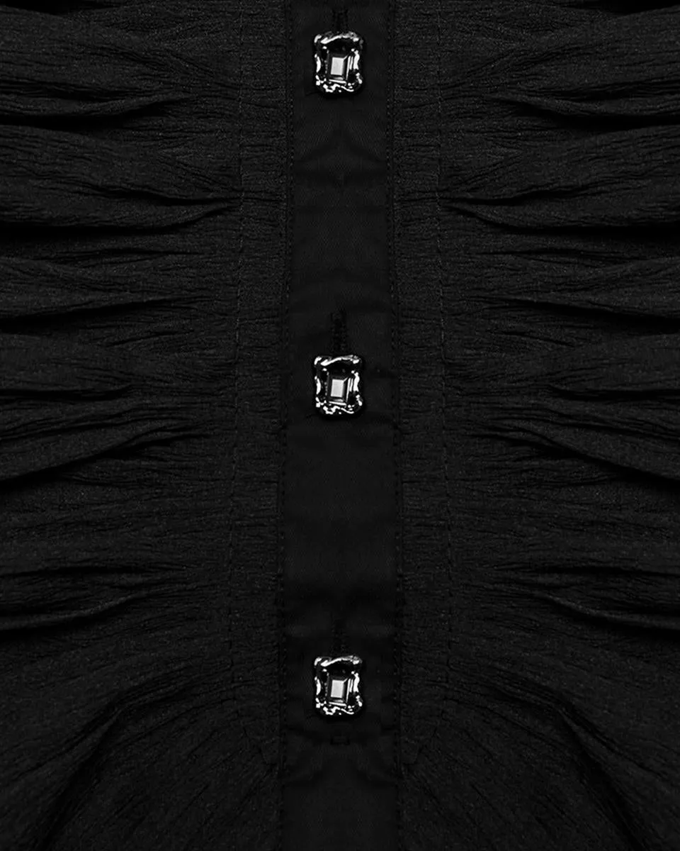 WY-1592CCM-BKM Mens Romantic Gothic Dark Floral Lace Ruffled Poet Shirt