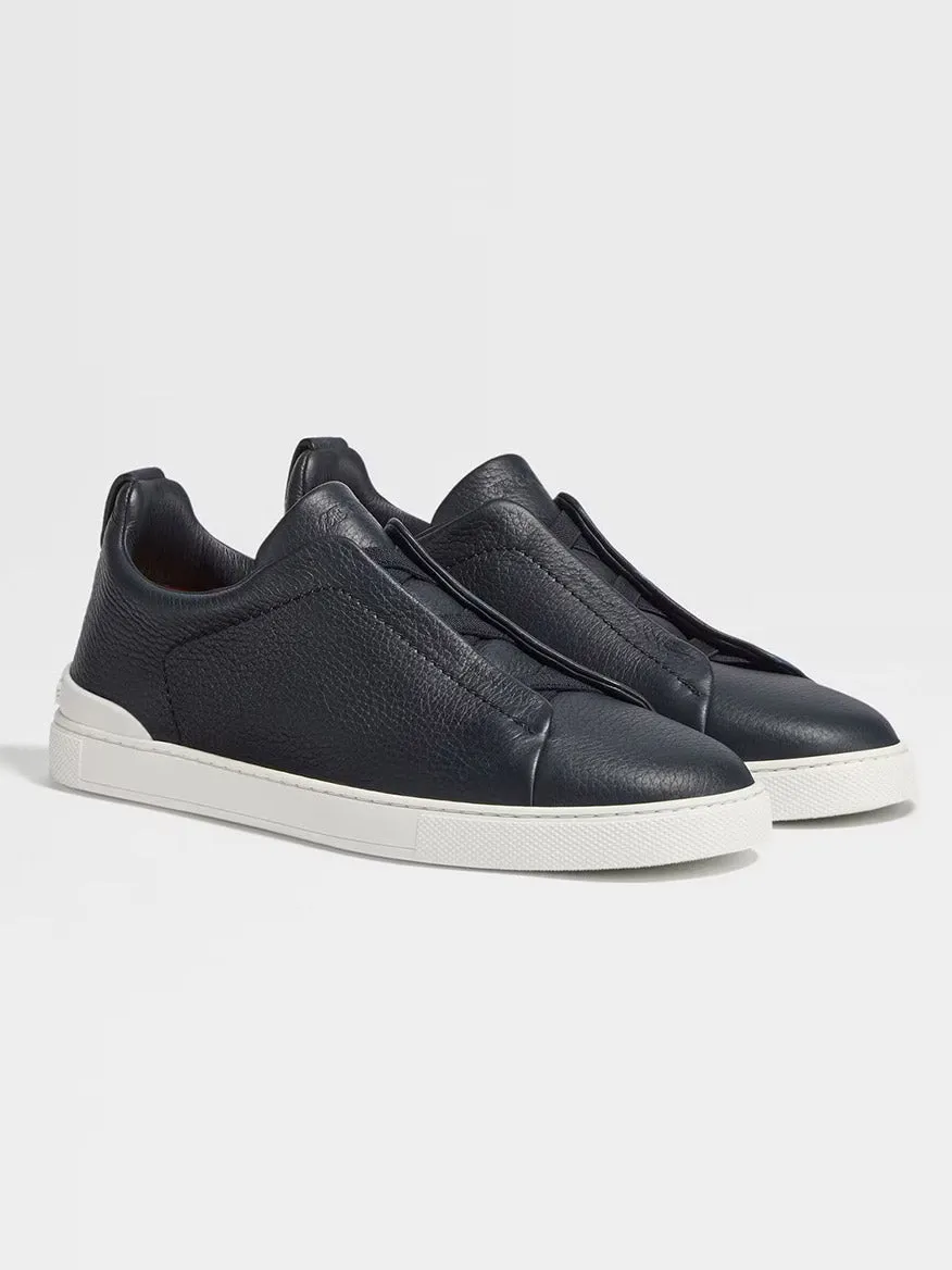 Zegna Navy Deerskin Triple Stitch™ Sneakers