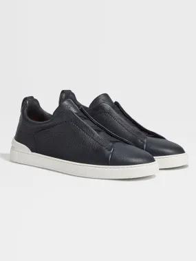 Zegna Navy Deerskin Triple Stitch™ Sneakers