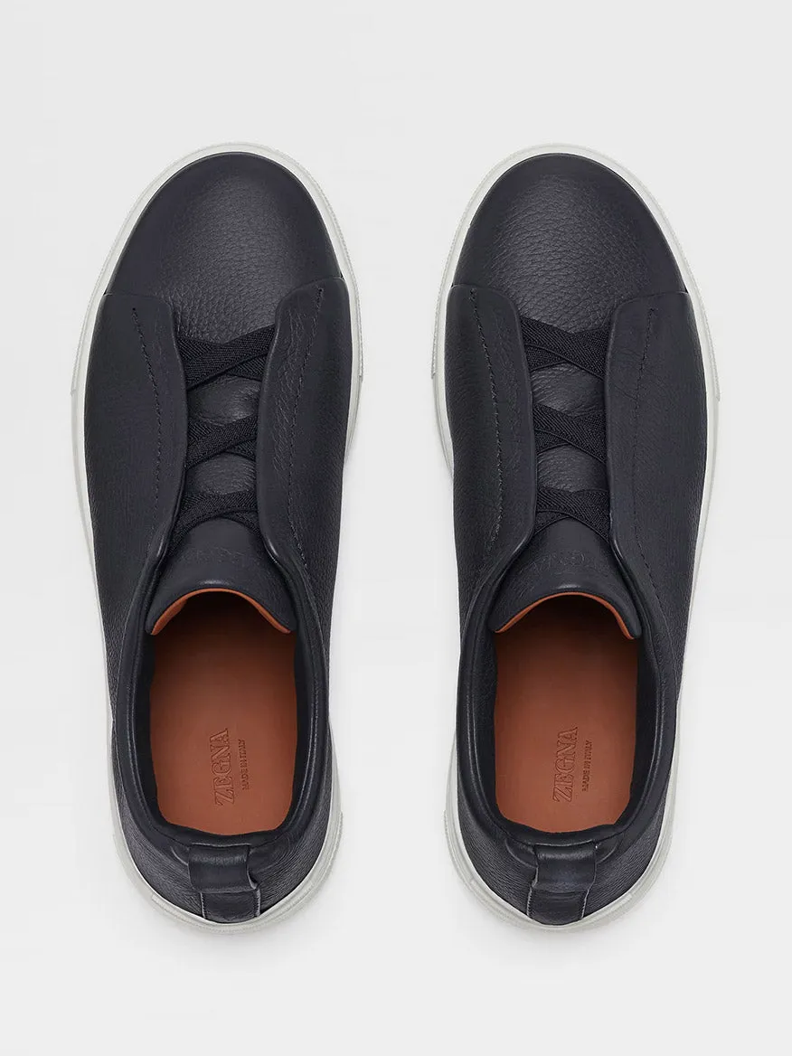 Zegna Navy Deerskin Triple Stitch™ Sneakers