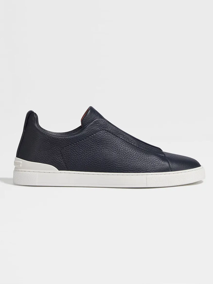 Zegna Navy Deerskin Triple Stitch™ Sneakers