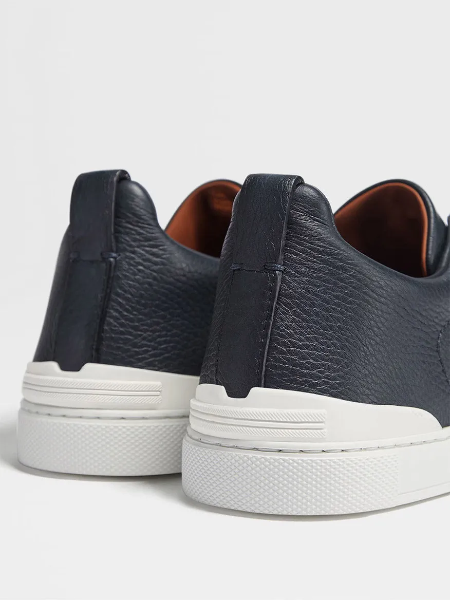 Zegna Navy Deerskin Triple Stitch™ Sneakers